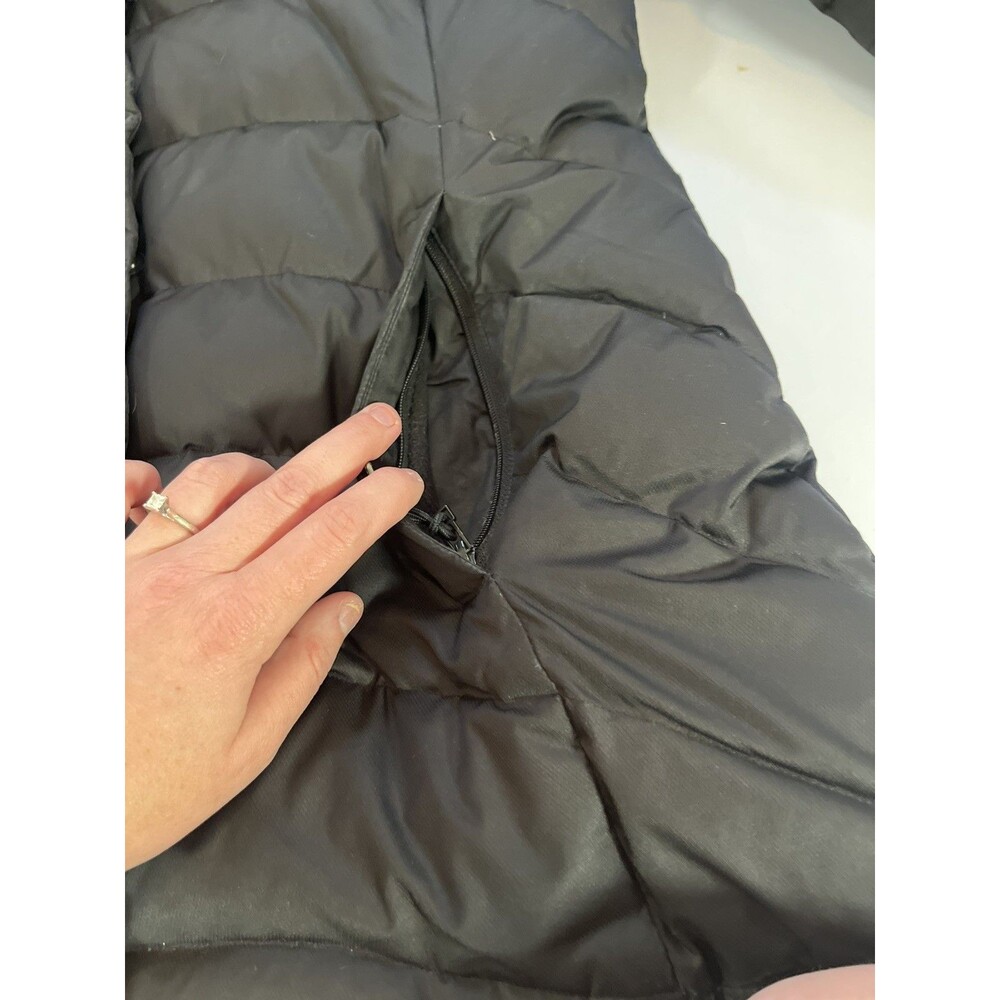Lands’ End Women’s Black Hooded Down Parka Jacket Size S Small Flaws - Picture 3 of 16